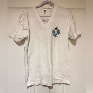 American Apparel White V-Neck Crest Tee